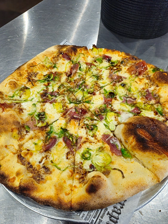 Brussels Sprouts and Prosciutto Pizza